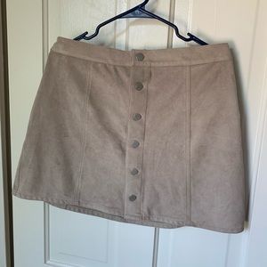 Button up tan “suede” skirt from Express
